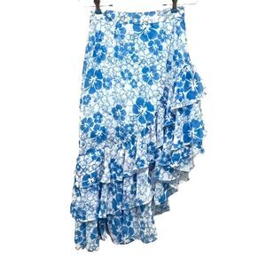 All Things Mochi Ruffled Sheer Skirt Womens Blue Floral Beautiful Layered Size S